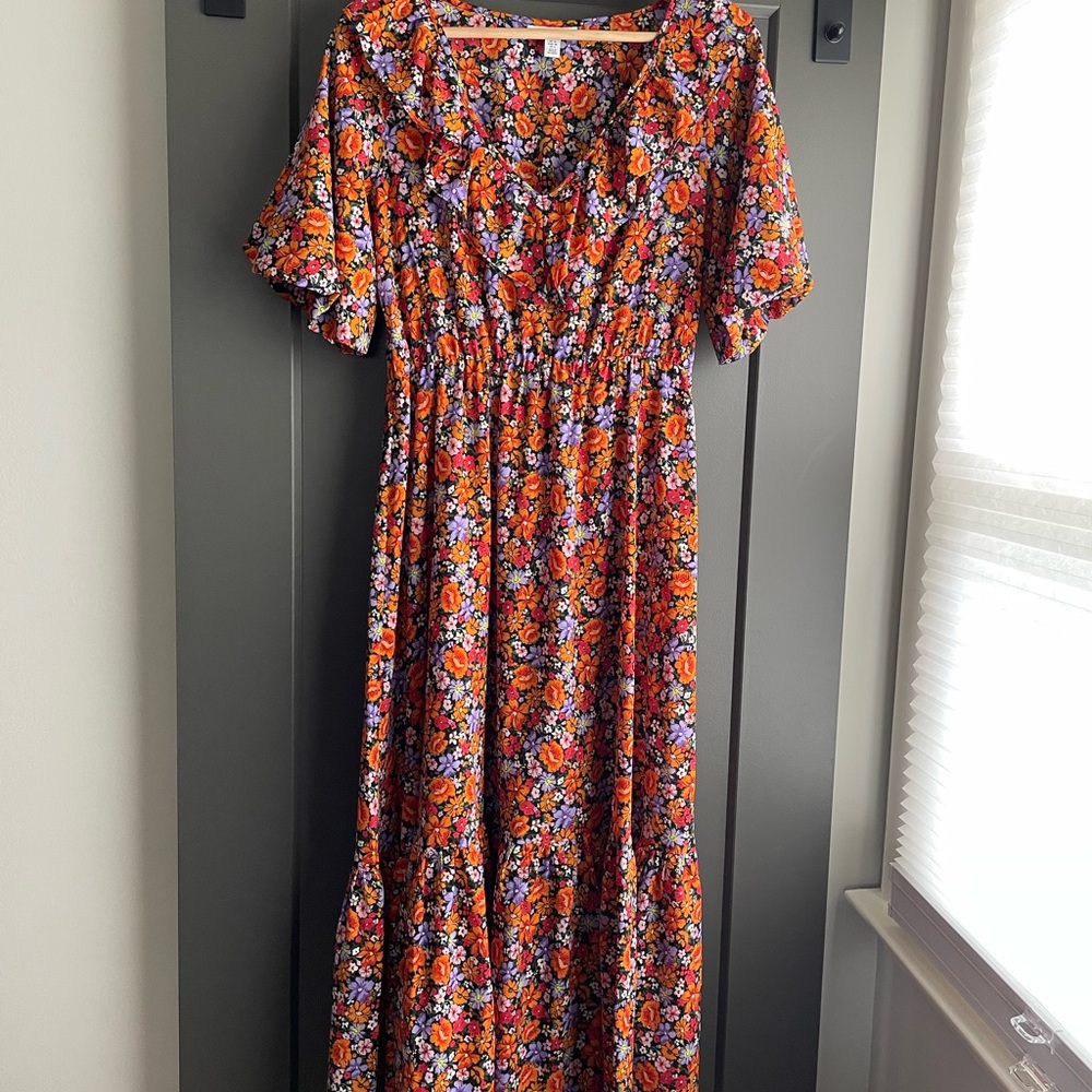 {Topshop} Floral Ruffled Tiered Maxi Sundress